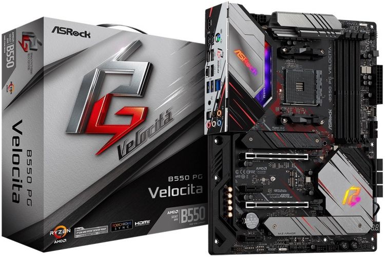 Материнская плата ATX ASRock B550 PG VELOCITA (AM4, AMD B550, 4*DDR4(4733+), 6*SATA 6G RAID, 2*M.2, 4*PCIE, 7.1CH, 2.5Glan, 5*USB 3.2/2*USB Type-C, HD