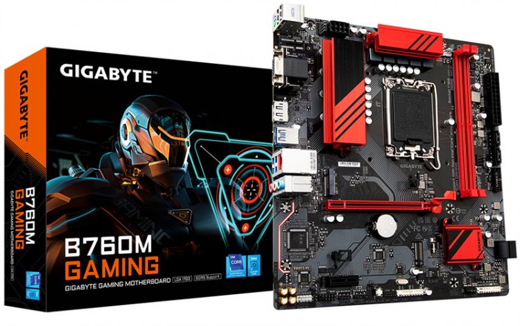 Материнская плата mATX GIGABYTE B760M GAMING (LGA1700, Intel B760, 2*DDR5 (8000), 4*SATA 6G RAID, 2*M2, 2.5Glan, VGA, HDMI, DP, USB Type-C, 3*USB 3.0,