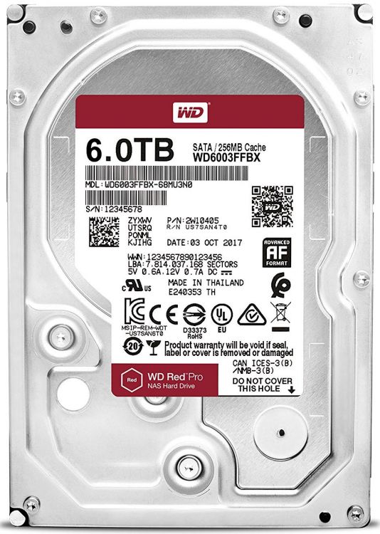 Жесткий диск 6TB SATA 6Gb/s Western Digital WD6003FFBX 3.5 WD Red Pro 7200rpm 256MB NCQ Bulk