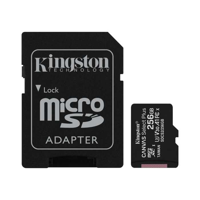  Карта памяти MicroSDXC 256GB Kingston SDCS2/256GB microSDXC Canvas Select Plus 100R A1 C10 Card + ADP