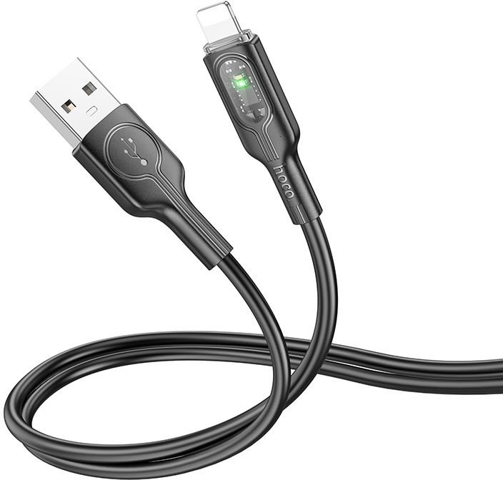 Кабель интерфейсный Hoco U120 IP USB (m)-Lightning (m) 1.2м черный коробка (2002426)