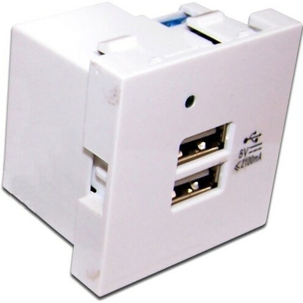 Модуль Lanmaster LAN-EZ45x45-2U/R2-WH для USB-зарядки, 2 порта, 45x45, белый