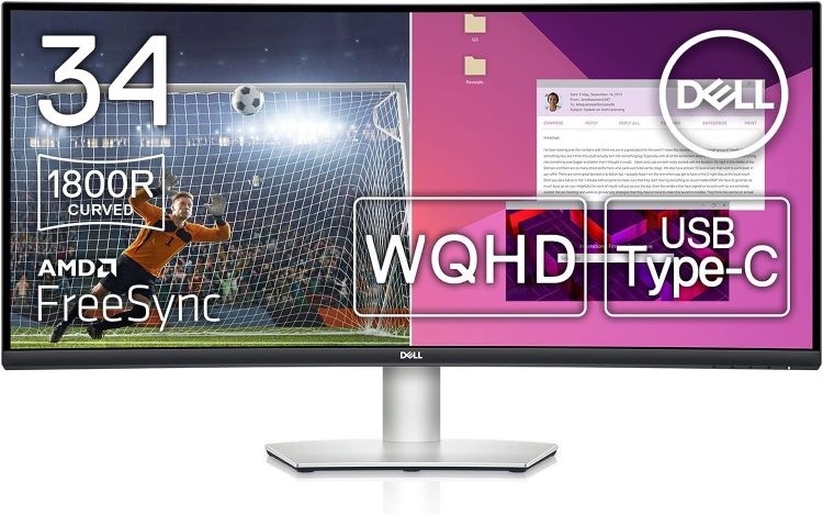 Монитор 34 Dell S3423DWC 210-BEJE 3440x1440 LED, 21:9, VA, 300cd, 3000:1, 4ms(GTG), 178/178, DP,2*HDMI, USB Type-C, audio, 100Hz, Speakers, curved 18