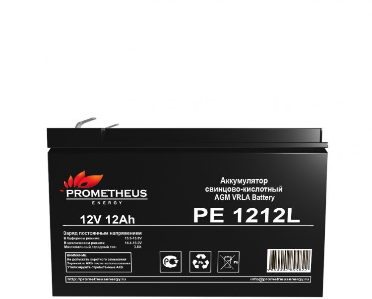 Батарея для ИБП PROMETHEUS ENERGY РЕ1212L PE 1212L 12V, 12Ah, зажим 6,35 мм