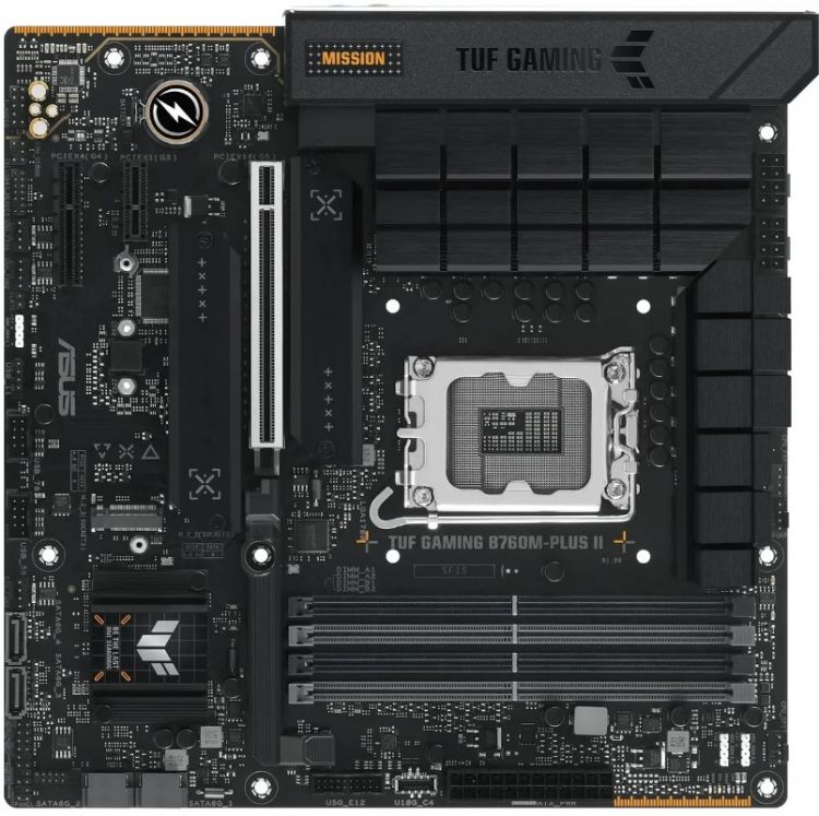 LGA1700 ASUS Материнская плата mATX ASUS TUF GAMING B760M-PLUS II 90MB1HD0-M0EAY0 (LGA1700, B760, 4*DDR5 (7800), 4*SATA 6G RAID, 3*M.2, 3*PCIE, 2.5Glan, HDMI, DP,