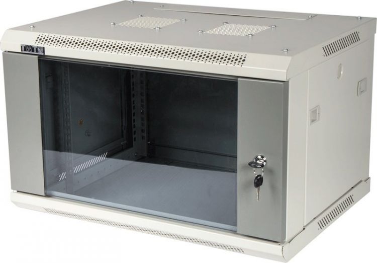 Шкаф настенный 19, 22U TWT TWT-CBWPG-22U-6x4-GY 600x450, стеклянная дверь