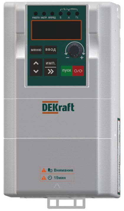 Преобразователь частоты DEKraft DEKV060G1R5T4B DEKV060-1.5кВт 3 фазы 380В с торм. модулем