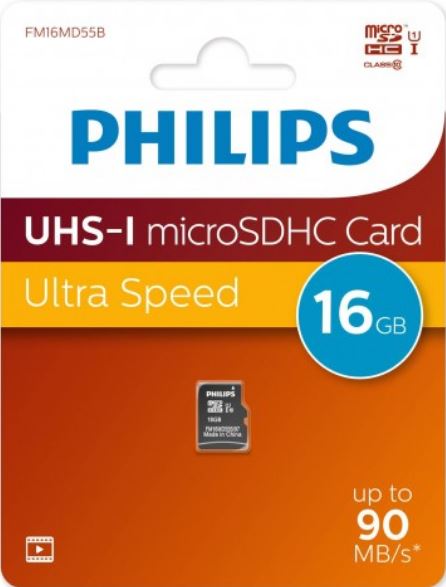 Карта памяти MicroSDHC 16GB Philips FM16MD55B/97 High Speed Class 10 90MB/s