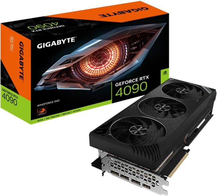 Видеокарта PCI-E GIGABYTE GeForce RTX 4090 D WINDFORCE (GV-N409DWF3-24GD) 24GB GDDR6X 384bit 5nm 2280/21000MHz HDMI/3*DP