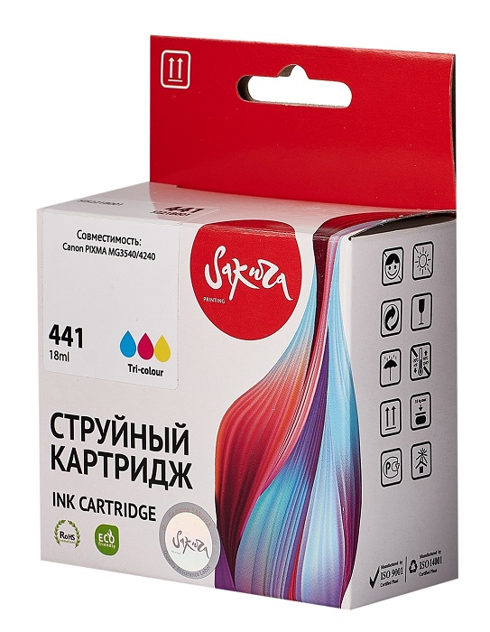 Картридж струйный Sakura 5221B001 (441 Color) для Canon PIXMA MG3540/4240, водорастворимый тип чернил, триколор, 400 к.