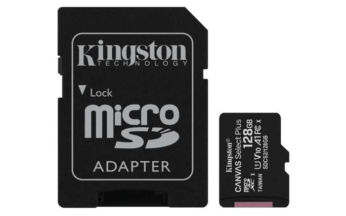  Карта памяти MicroSDXC 128GB Kingston SDCS2/128GB Class 10 UHS-I, SD adapter