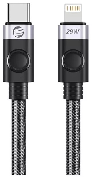 Кабель интерфейсный Orico ORICO-C2L-15-BK-BP USB-C(m)/Lightning(m), 480 Мбит/с, 27 Вт, 1,5 м, черный/серебристый