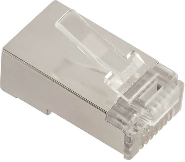  Коннектор Lanmaster LAN-EZ45-8P8C/S6-100 RJ45 тип EZ, 8P8C, STP, Cat.6, универсальный, со вставкой, покрытие 50 микрон,100 шт.