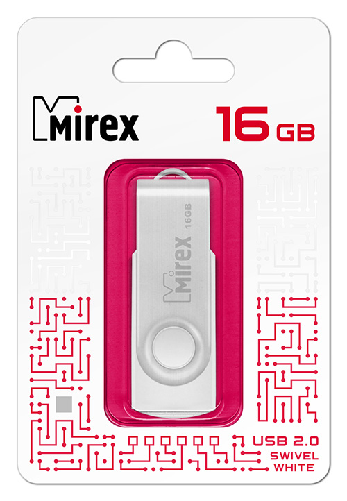 Накопитель USB 2.0 16GB Mirex SWIVEL 13600-FMUSWT16 USB 16GB Mirex SWIVEL белый (ecopack)
