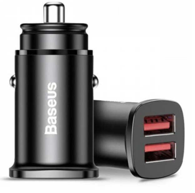 Зарядное устройство автомобильное Baseus CCALL-DS01 2*USBA 30W Dual QC3.0 black