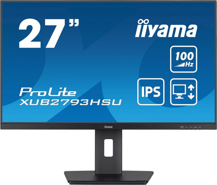   Xcom-Shop Монитор 27 Iiyama XUB2793HSU-B6 LCD, 1920x1080, 1 мс 300 кд/м2, IPS, 110Hz, HDMI, DisplayPort, USB, M/M, HAS, Pivot