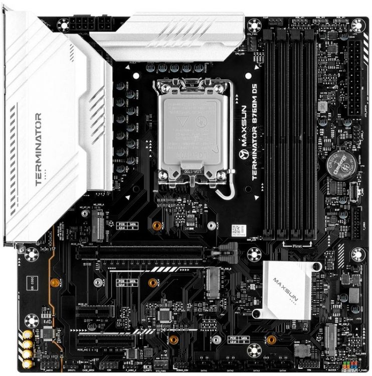 Материнская плата mATX MAXSUN MS-Terminator B760M D5 (LGA1700, B760, 4*DDR5 (7600), 4*SATA, 3*M.2, 2*PCIe, HDMI, DP, 4*USB 3.2, 8*USB 2.0, USB Type-C)