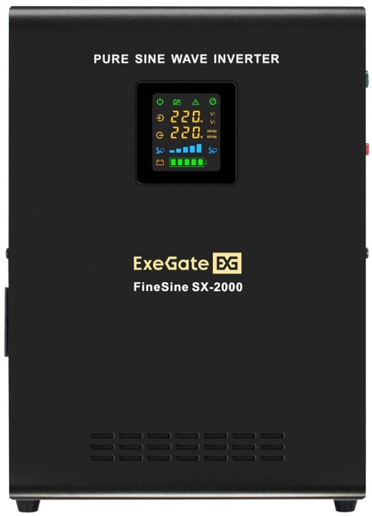 Комплект Exegate FineSine SX-2000.LCD.AVR.2SH EX296592RUS ИБП EX296001RUS + батарея 55Aч EX285667RUS 2шт (инвертор, синус, для котла, настенный) 2000V