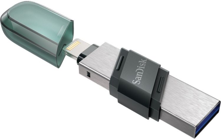 Накопитель USB 3.1 64GB SanDisk SDIX90N-064G-GN6NN Flip iXpand, зелёный/серебро