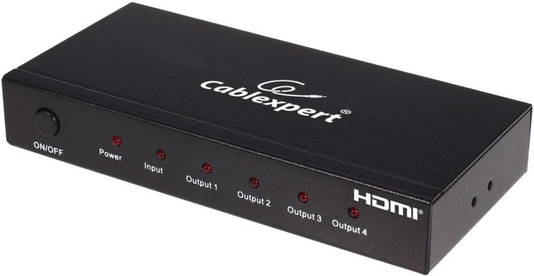 Разветвитель HDMI Cablexpert HD19F/4x19F DSP-4PH4-02 1 компьютер => 4 монитора, Full-HD, 3D, 1.4v, каскадируемый