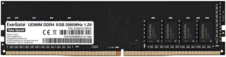 Модуль памяти DDR4 8GB Exegate Value Special EX287013RUS PC4-21300 2666MHz CL19 1.2V