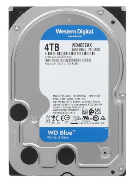  Жесткий диск 4TB SATA 6Gb/s Western Digital WD40EZAX WD Blue 3.5 5400rpm 256MB CMR