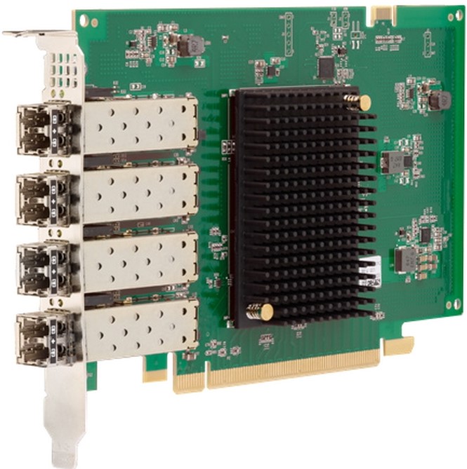 Адаптер  Broadcom LPE35004-M2 Gen 7 (32GFC), 4-port, 32Gb/s, PCIe Gen3 x16, LC MMF 100m, трансиверы установлены