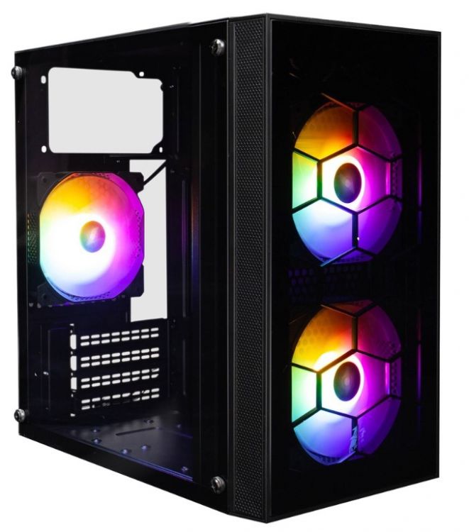 Корпус mATX 1STPLAYER FIREBASE X1 X1-BK-3F1 черный, без БП, окно из закаленного стекла, USB3.0, USB2.0, audio