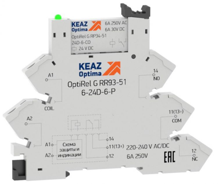 Модуль реле КЭАЗ 280996 OptiRel G RM38-61-220-240U-6-P-CO