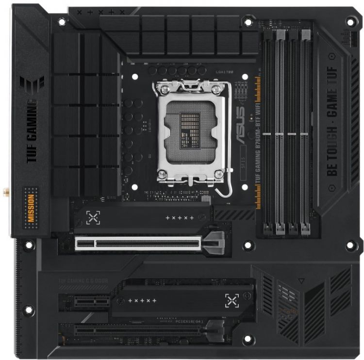 LGA1700 ASUS  Xcom-Shop Материнская плата mATX ASUS TUF GAMING B760M-BTF WIFI (LGA1700, B760, 4*DDR5 (7200), 4*SATA 6G RAID, 3*M.2, 3*PCIE, 2.5Glan, WiFi, BT, HDMI, DP, 3*USB