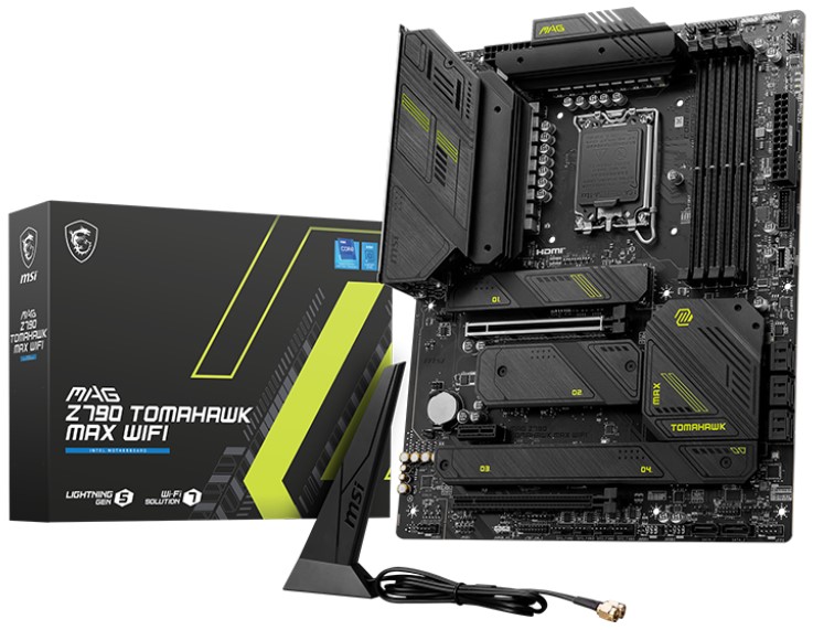 Материнская плата ATX MSI MAG Z790 TOMAHAWK MAX WIFI (LGA1700, Z790, 4*DDR5 (7800), 8*SATA 6G RAID, 4*M.2, 3*PCIE, 2.5Glan, WiFi, BT, HDMI, DP, 2*USB