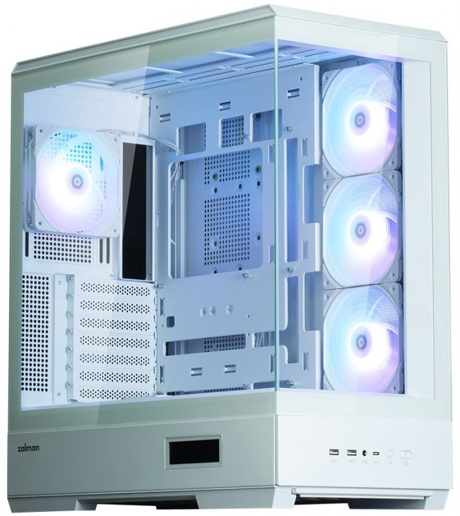 Корпус ATX Zalman P50 DS WHITE белый, без БП, боковая и фронатльная панели из закаленного стекла, USB Type-C, 2*USB 3.0, HD Audio