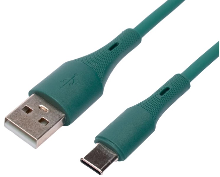 Кабель USB 2.0 Cablexpert CC-USB2S-AMCM-1M-GN AM/Type-C, 3А, 18Вт, QC3.0, силиконовый, медь, 1м, зеленый, пакет