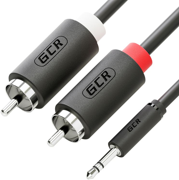 Кабель-переходник Greenconnect GCR-51725 аудио 3.0m jack 3,5mm / 2 х RCA , черный, M/M