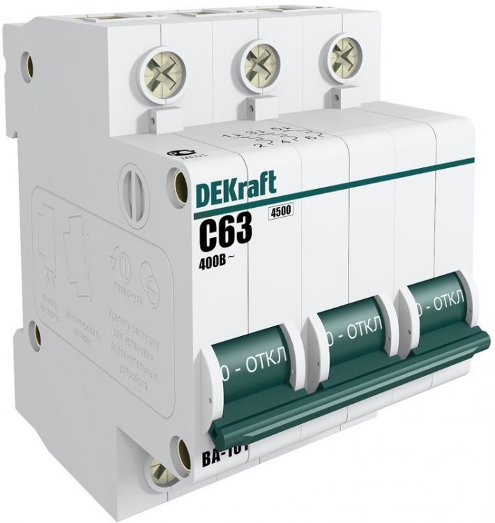 Автоматический выключатель DEKraft 11073DEK ВА-101 - 3P, тип хар-ки C, 1 А, 400 В AC, 4.5кА
