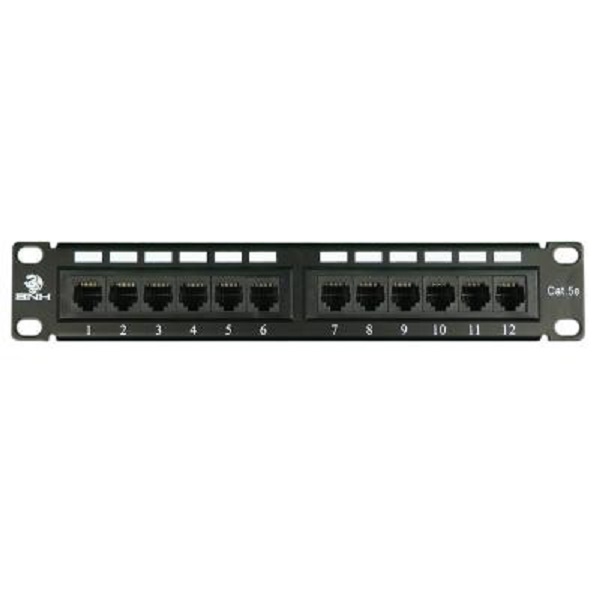 Патч-панель BNH B107-12-5E-UNB 10, 1U, Cat 5e, 12 портов RJ45 (8p8c), неэкранированная, Dual IDC (110/KRONE)