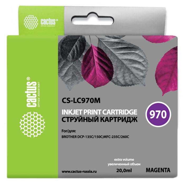 Картридж Cactus CS-LC970M пурпурный для Brother MFC-260c/235c/DCP-150c/135c (20мл)