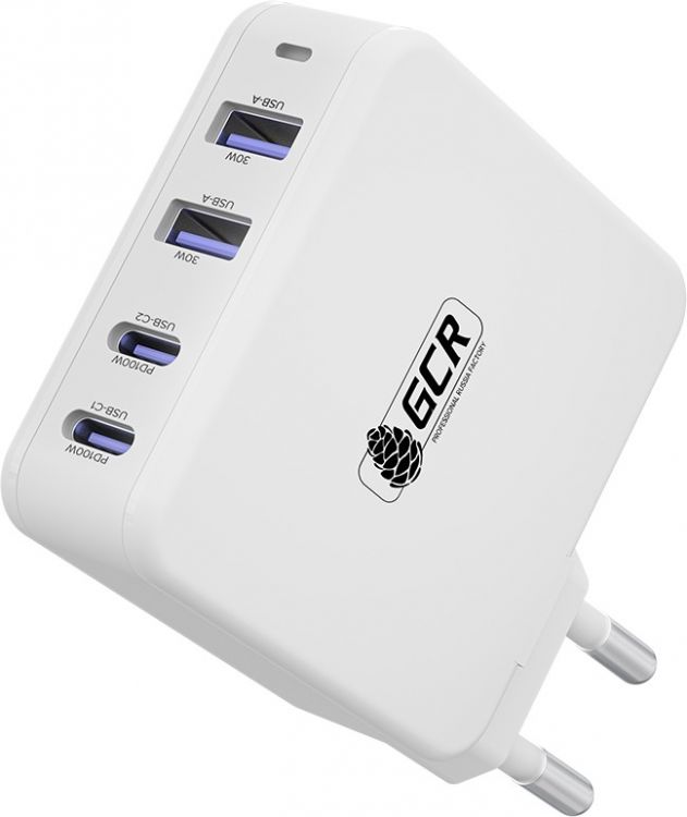 Зарядное устройство сетевое Greenconnect GCR-54225 100W, 2 USB + 2 TypeC, GaN Tech Quick Charger, PD 3.0, белый