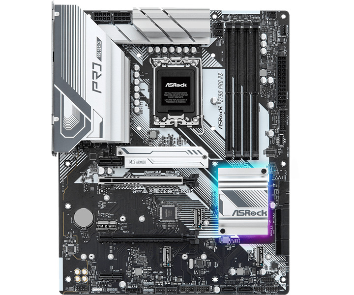 LGA1700 ASROCK Материнская плата ATX ASRock Z790 PRO RS (LGA1700, Z790, 4*DDR5(7200), 8*SATA 6G RAID, 4*M.2, 2*PCIe, 2.5Glan, HDMI, DP, 3*USB 3.2, 4*USB 2.0, Type-C)