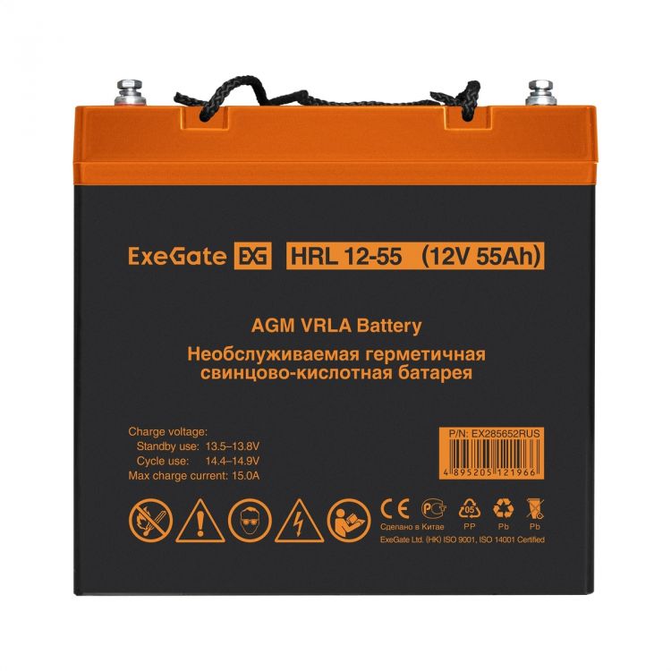   Xcom-Shop Батарея аккумуляторная Exegate HRL 12-55 EX285652RUS (12V 55Ah, под болт М6)