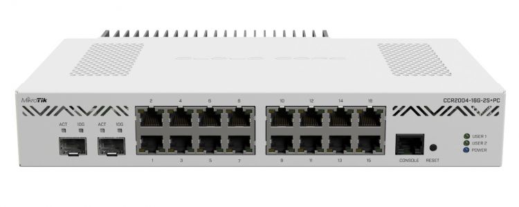 Маршрутизатор Mikrotik CCR2004-16G-2S+PC 16*1Gbit RJ45, 2*10Gbit SFP+