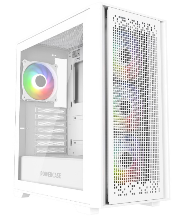 Корпус ATX Powercase ByteFlow White CBFW-A4 белый, окно из закаленного стекла, ARGB HUB, USB3.0, 2*USB2.0, HD Audio