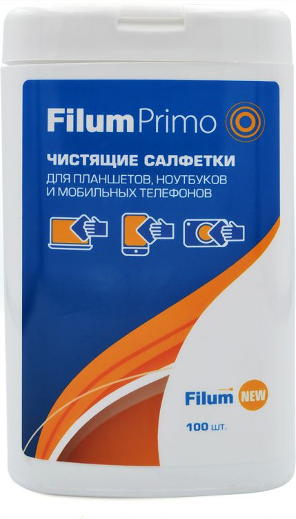  Салфетки Filum Primo CLN-T1005 для планшетов, ноутбуков и мобильных телефонов, 100 шт