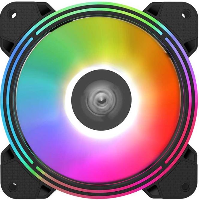 Вентилятор для корпуса ALSEYE Halo 4.0 120x120x25mm, 800-2000rpm, 42,5CFM, 35dBa, RGB, 4-pin, black, (3-pack)