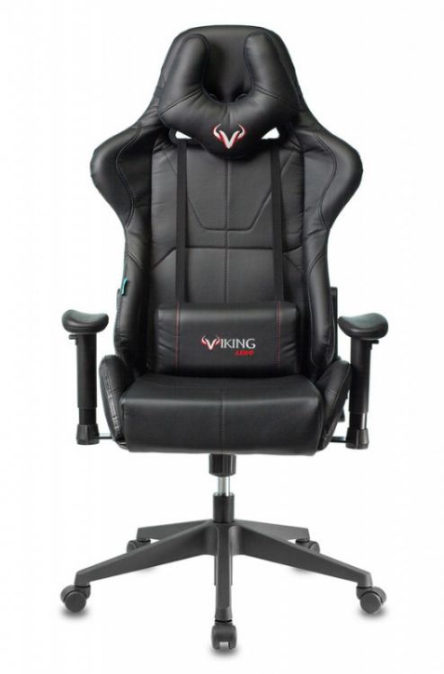  Кресло игровое Бюрократ VIKING 5 AERO BLACK цвет черный, искусственная кожа, с подголов. крестовина пластик