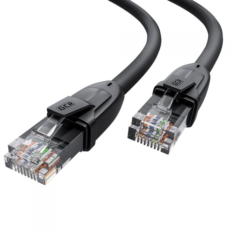 Кабель патч-корд U/UTP 6 кат. 15м GCR GCR-52537 прямой, 24 AWG, ethernet high speed, RJ45, T568B, черный