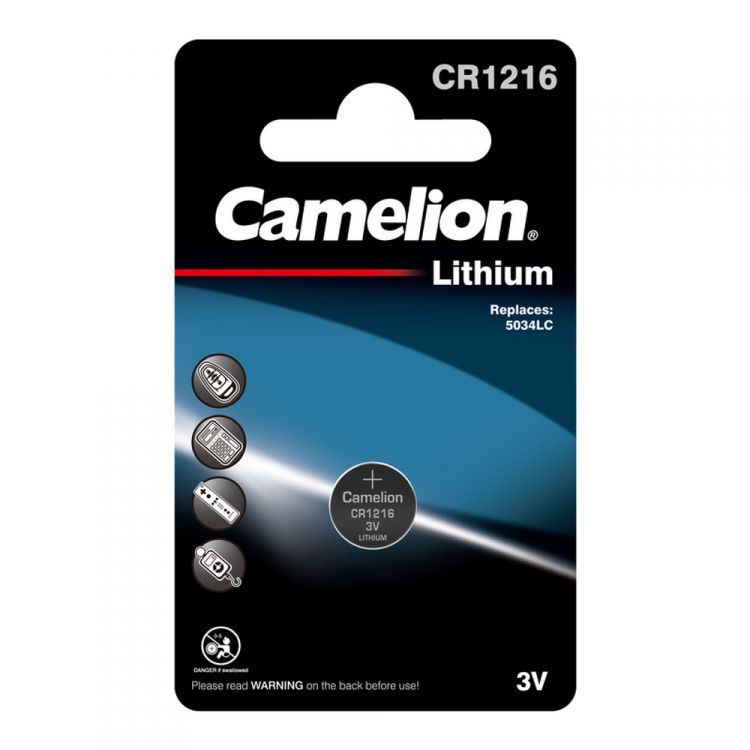 Батарейка Camelion CR1216-BP1 CR1216, 3 В, 25 мА.ч, 1 шт в упаковке (3609)