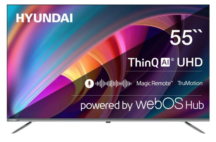 Телевизор Hyundai H-LED55BU7100 55 WebOS Frameless Metal серый 4K Ultra HD 60Hz MEMC DVB-T DVB-T2 DVB-C DVB-S DVB-S2 USB WiFi Smart TV