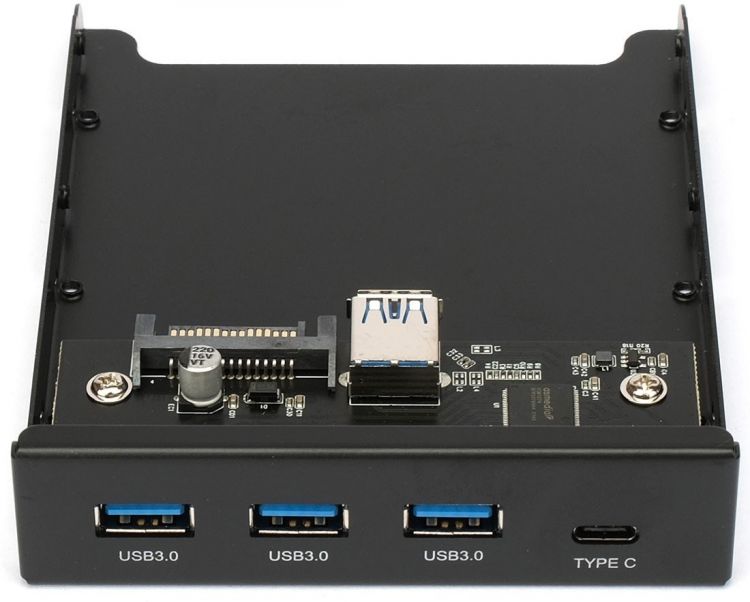 Планка Gembird FP3.5-USB3-3A1C USB 3.0 на переднюю панель 3.5, 3 порта USB-A и 1 порт Type-C