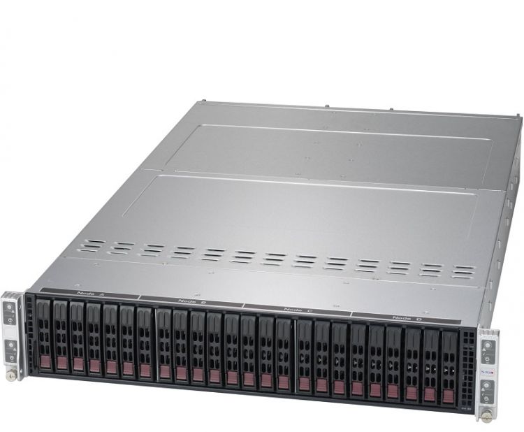 Серверная платформа 2U Supermicro SYS-2029TP-HC0R 4*node (2*LGA3647, C621, 16*DDR4 (2933), 6*SAS 12Gb/s, 6*2.5 SAS/SATA HS, 2*PCIE, VGA, 2*USB 3.0) 2